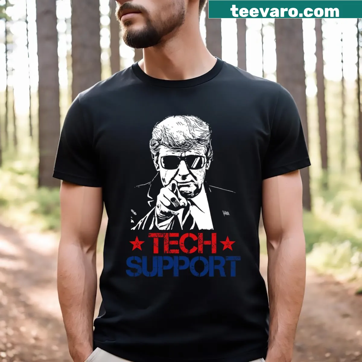 Minimalist tech support t-shirt featuring a White House design — on a men's t-shirt