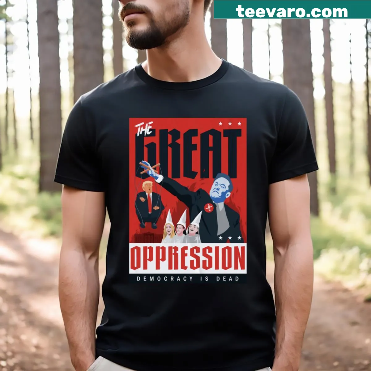 T-shirt with bold text about societal pressures — on a men's t-shirt