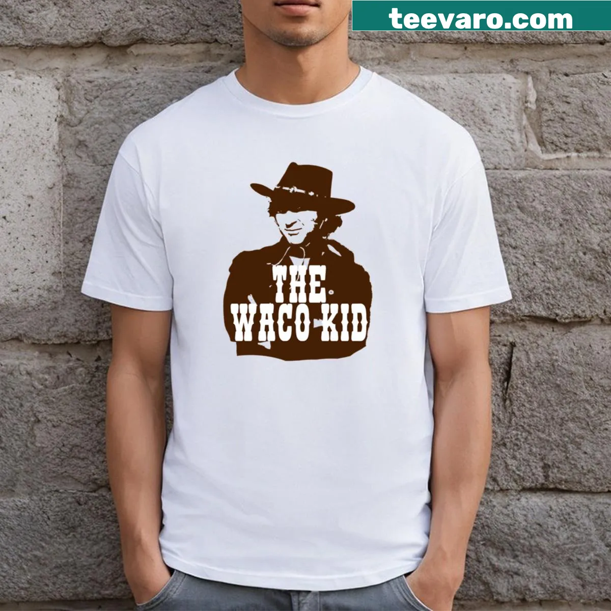 Essential T-shirt for dads with 'The Waco Kid' typography — on a men's t-shirt