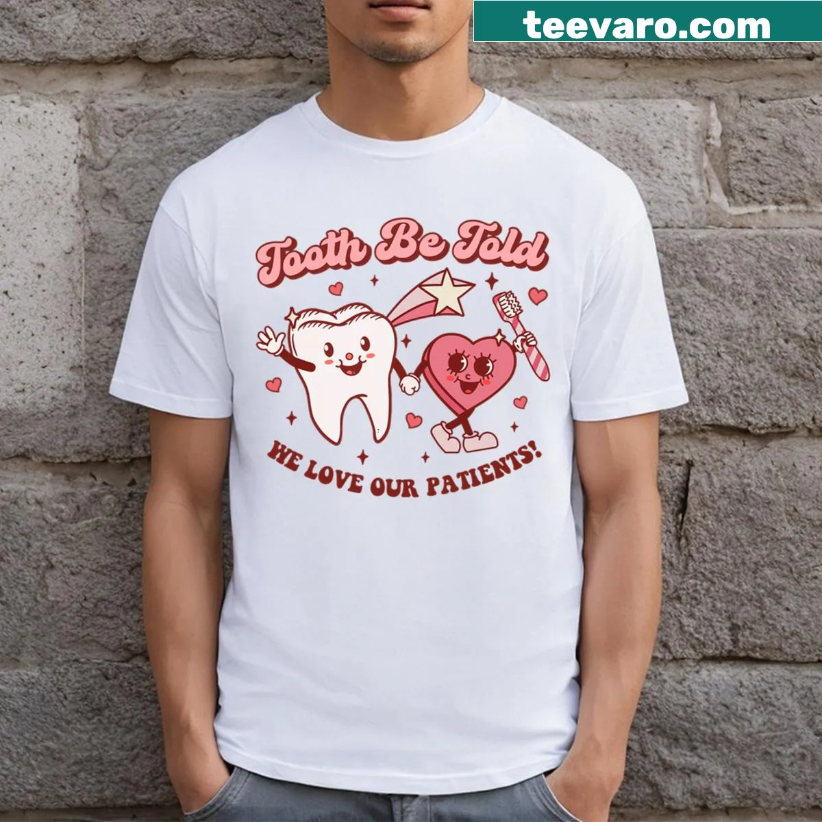 Vintage style Dental Hygienist Squad shirt with a tooth graphic — on a men's t-shirt