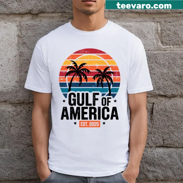 Retro beach T-shirt with palm trees and Gulf Mexico theme