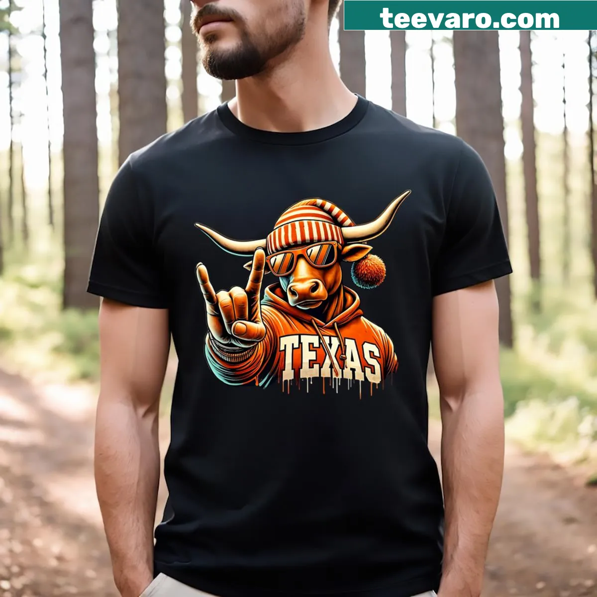 Vintage Texas T-shirt with customizable name design — on a men's t-shirt