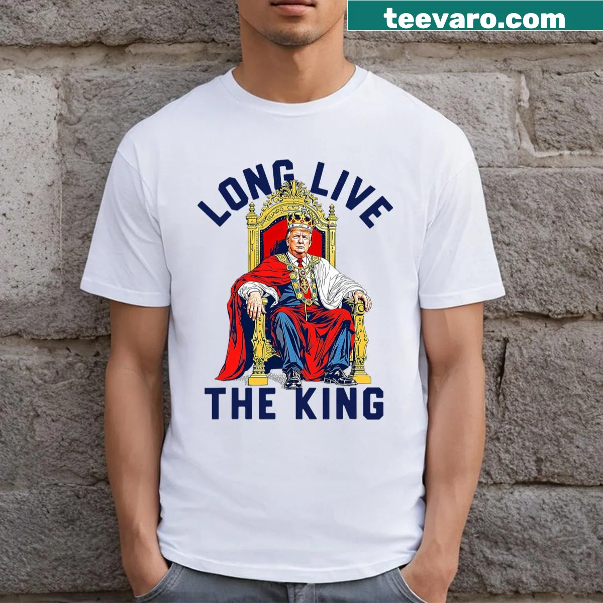 Vintage patriotic T-shirt with a bold Trump graphic — on a men's t-shirt