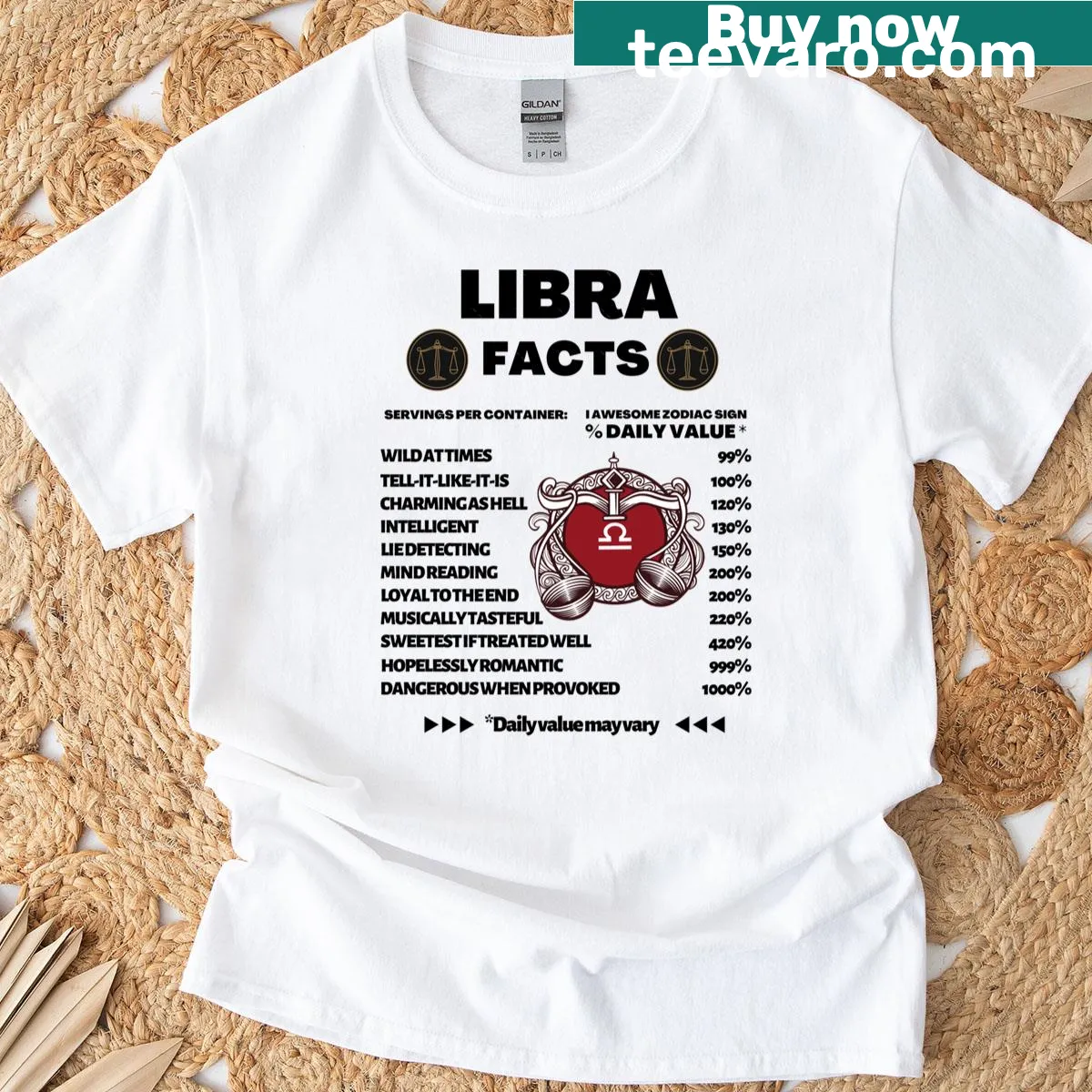 Zodiac Sign Test T-shirt with Libra graphic and astrological theme — on a men's t-shirt