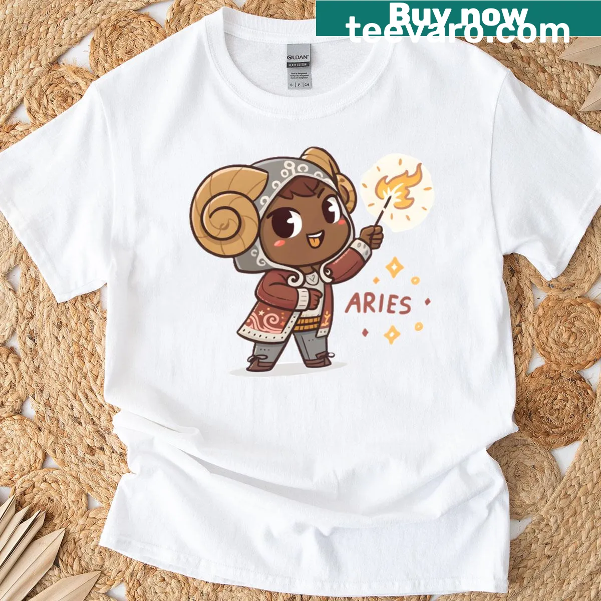 Aries T-shirt celebrating the fiery leader qualities of the zodiac. — on a men's t-shirt