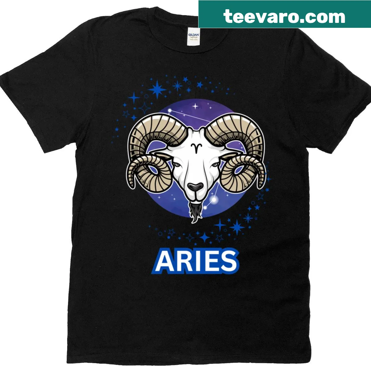 Stylish Aries Zodiac emblem T-shirt with a modern design — on a men's t-shirt
