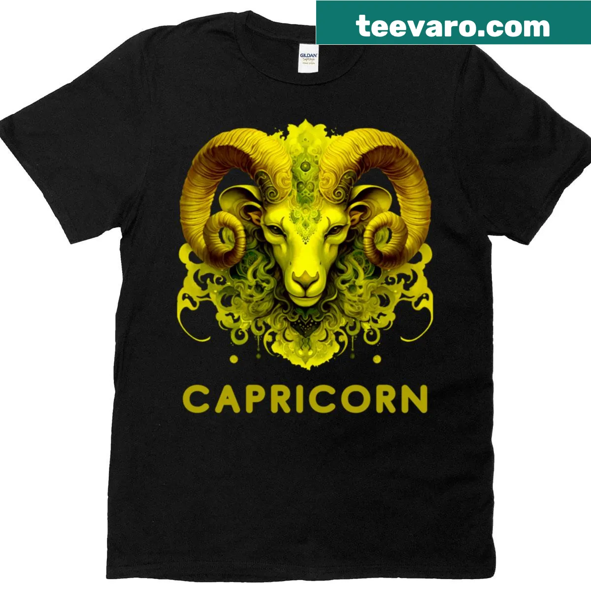 Retro Capricorn Zodiac T-shirt featuring zodiac symbol from zodiac chart — on a men's t-shirt