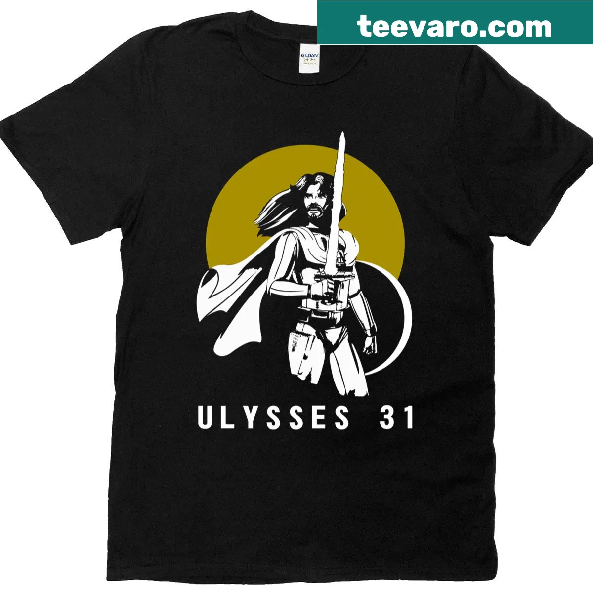 Illustrated Ulysses 31 graphic on T-shirt — on a men's t-shirt