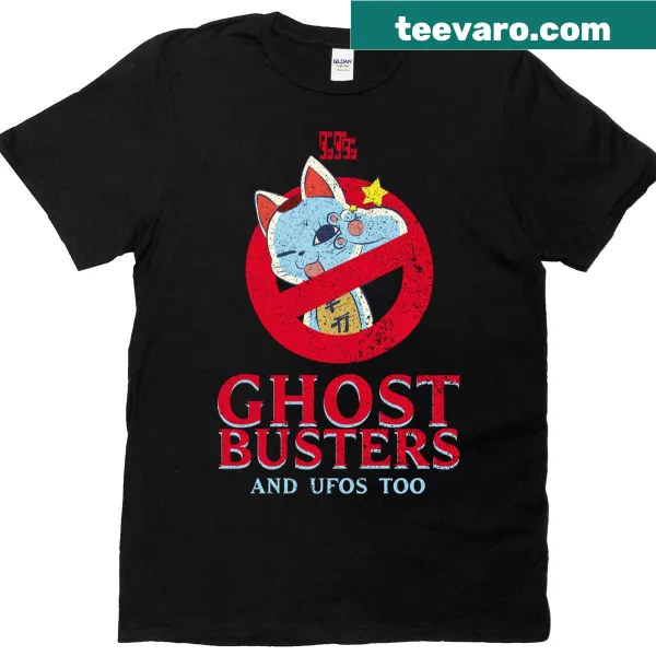 Grunge style Dandadan t-shirt featuring Ghostbusters and UFO graphics
