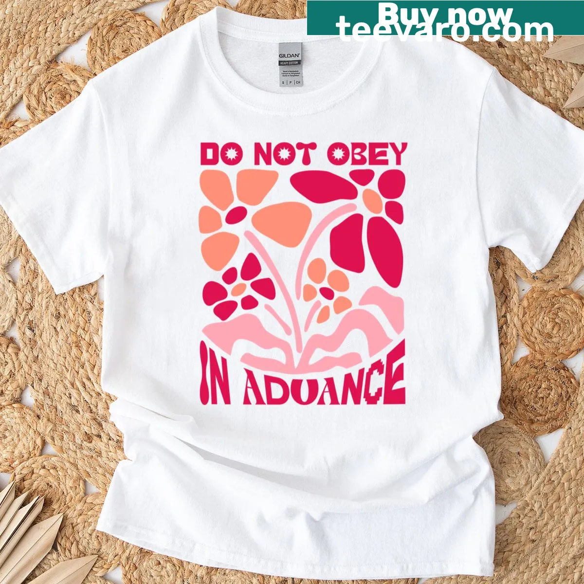 T-shirt featuring the phrase 'Do Not Obey In Advance.' — on a men's t-shirt