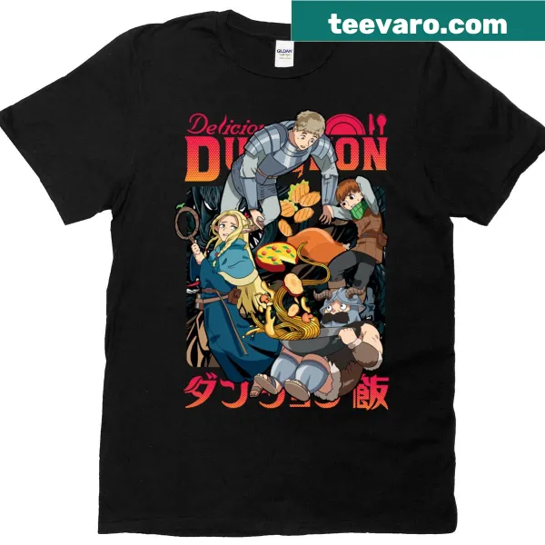Graphic T-shirt inspired by the Dungeon Meshi anime and manga