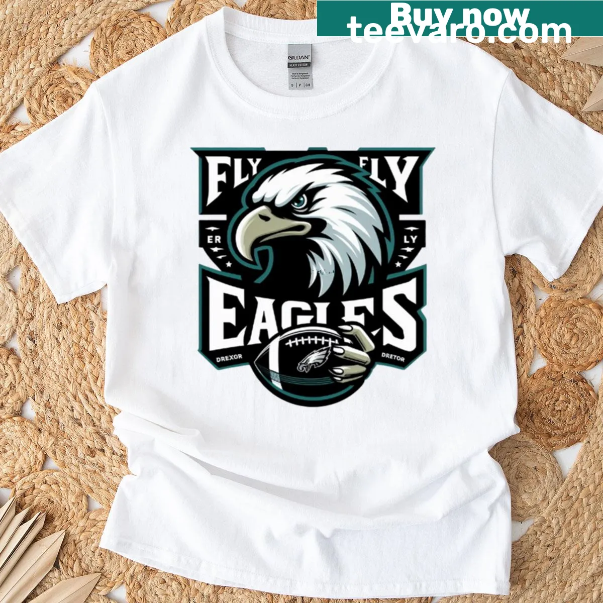 T-shirt featuring celebratory graphics for Eagles Super Bowl victory — on a men's t-shirt