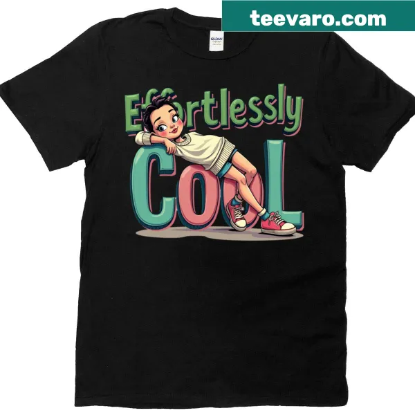 Shirt with the phrase about cool and confident vibes.