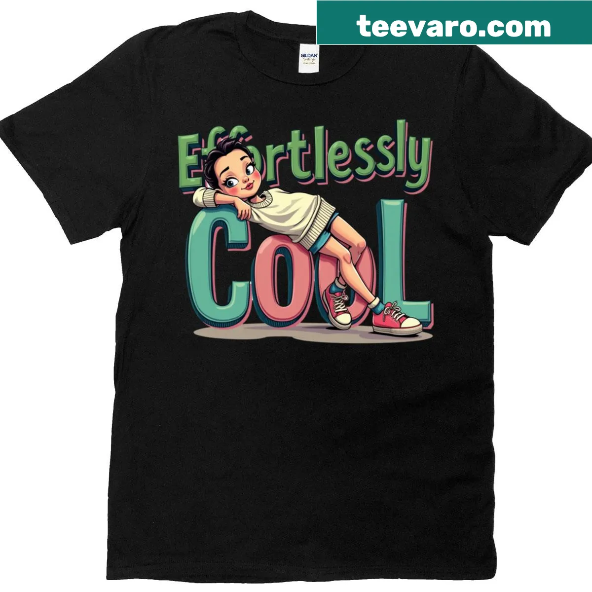 Shirt with the phrase about cool and confident vibes. — on a men's t-shirt