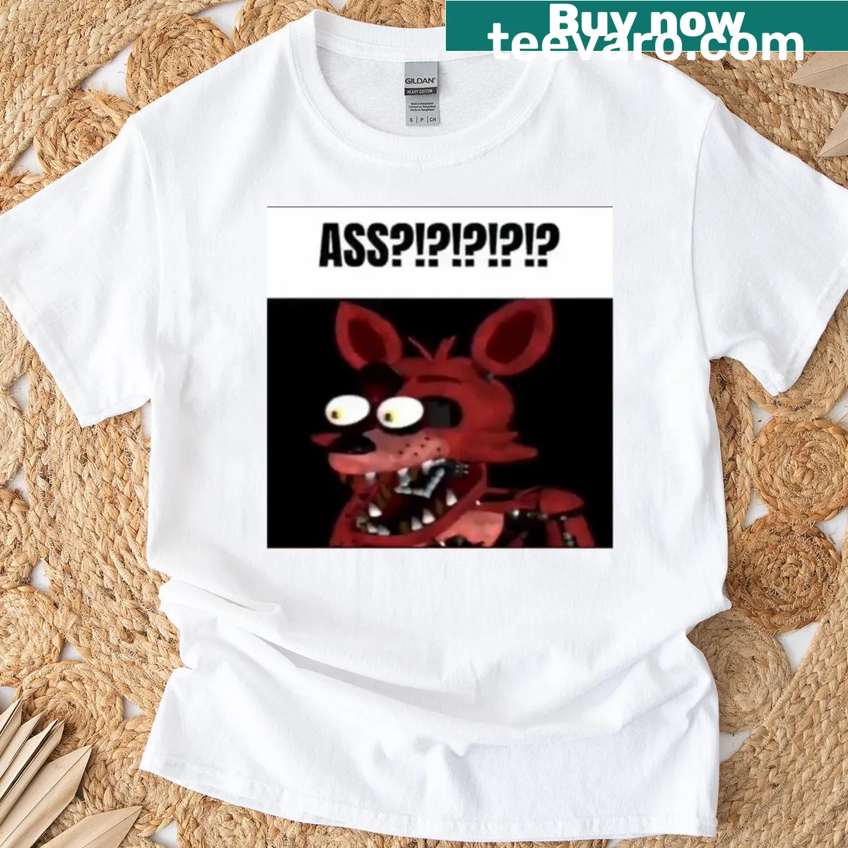 Funny Fnaf Foxy Ass meme t-shirt — on a men's t-shirt