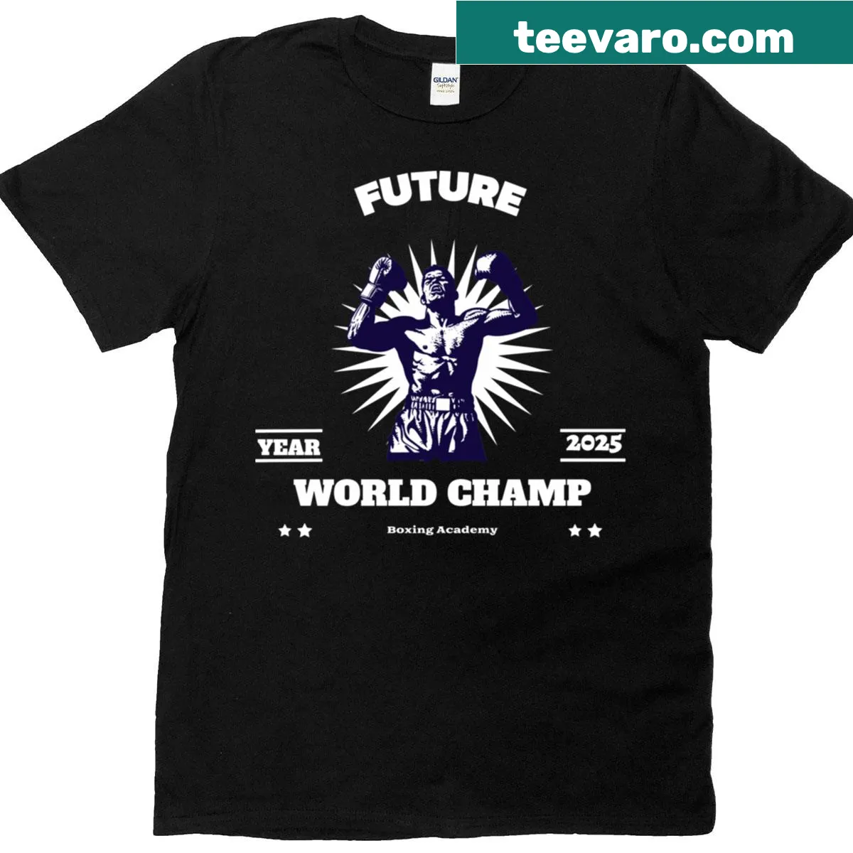 Inspirational T-shirt with 'Future World Champ' text — on a men's t-shirt