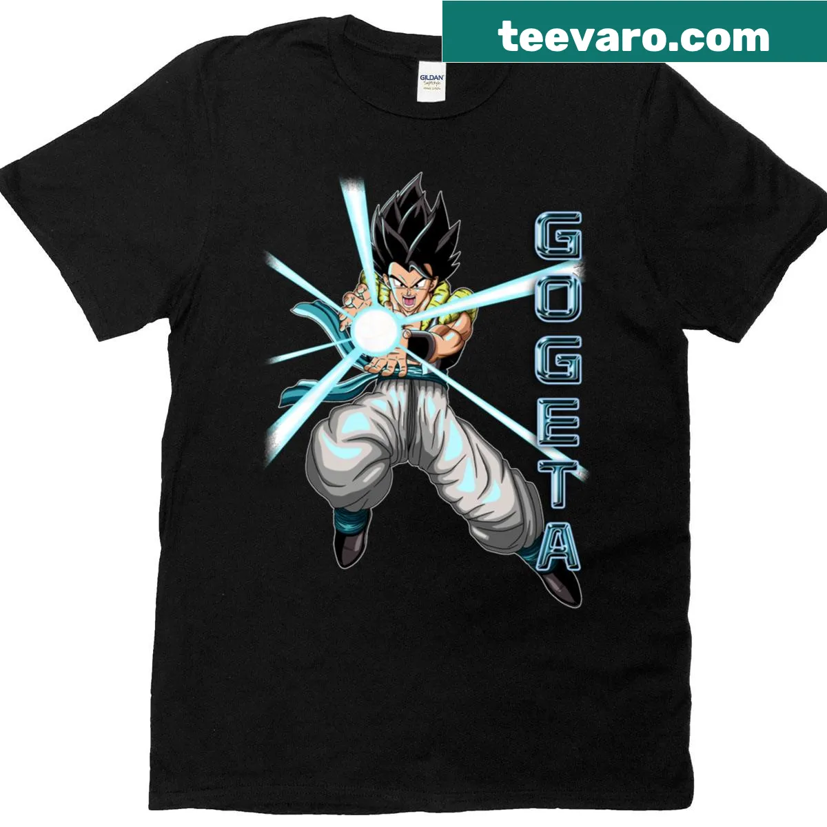 T-shirt featuring Gogeta performing the Kamehameha — on a men's t-shirt