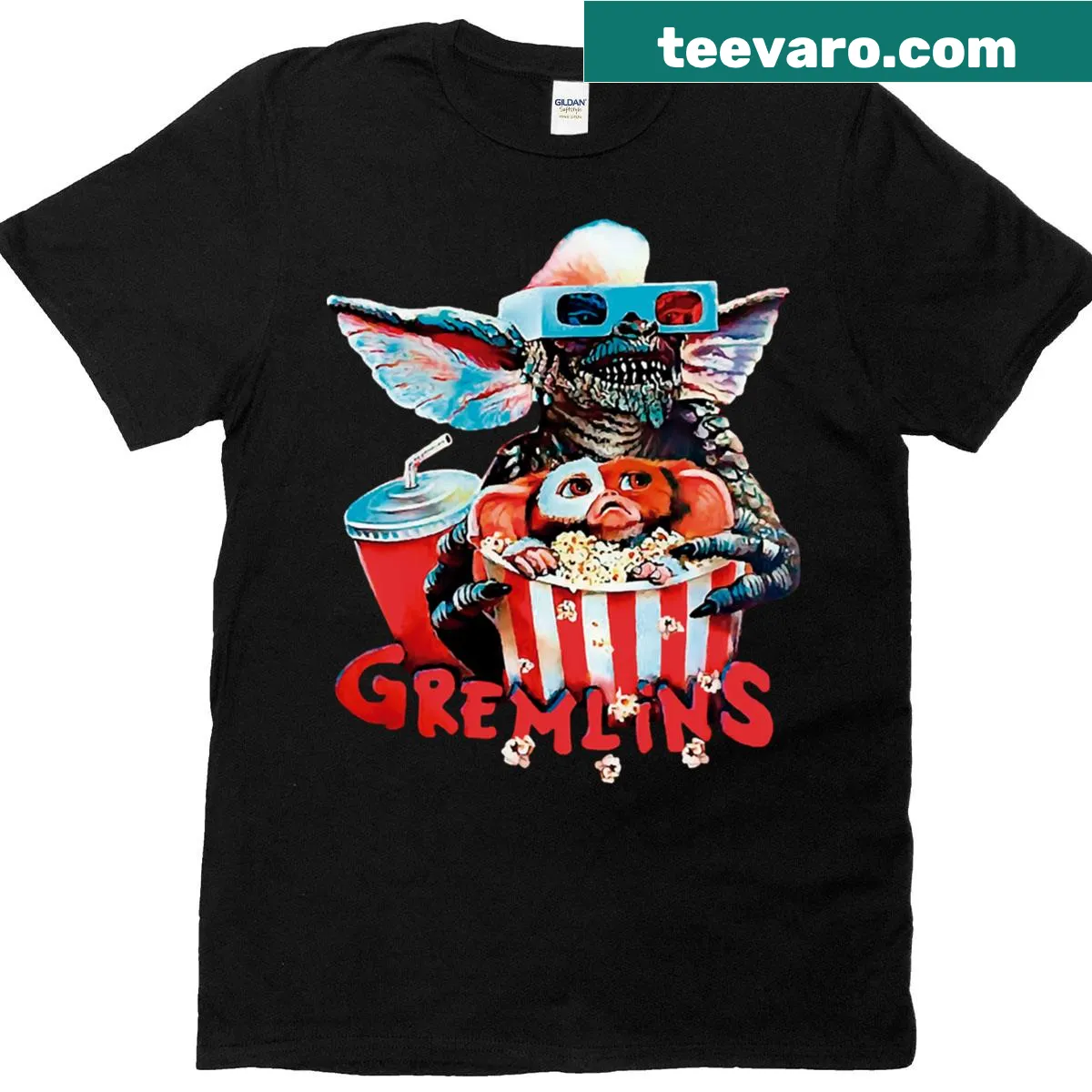 Gremlins inspired t-shirt with playful graphic — on a men's t-shirt
