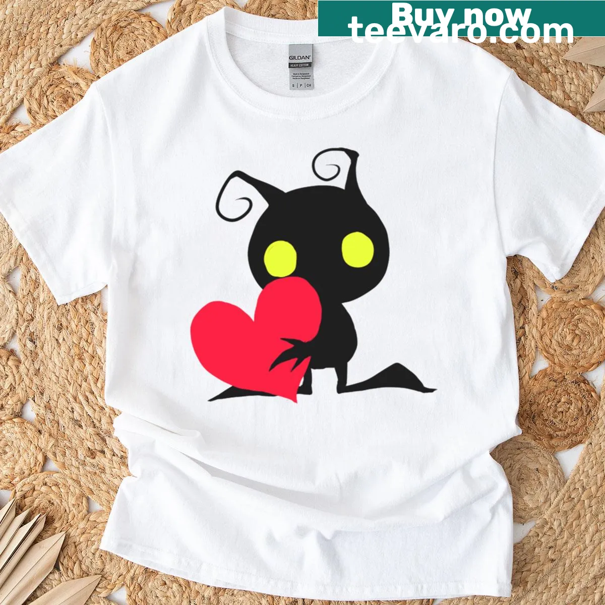 Graphic tee with a heartless design and bold typography — on a men's t-shirt