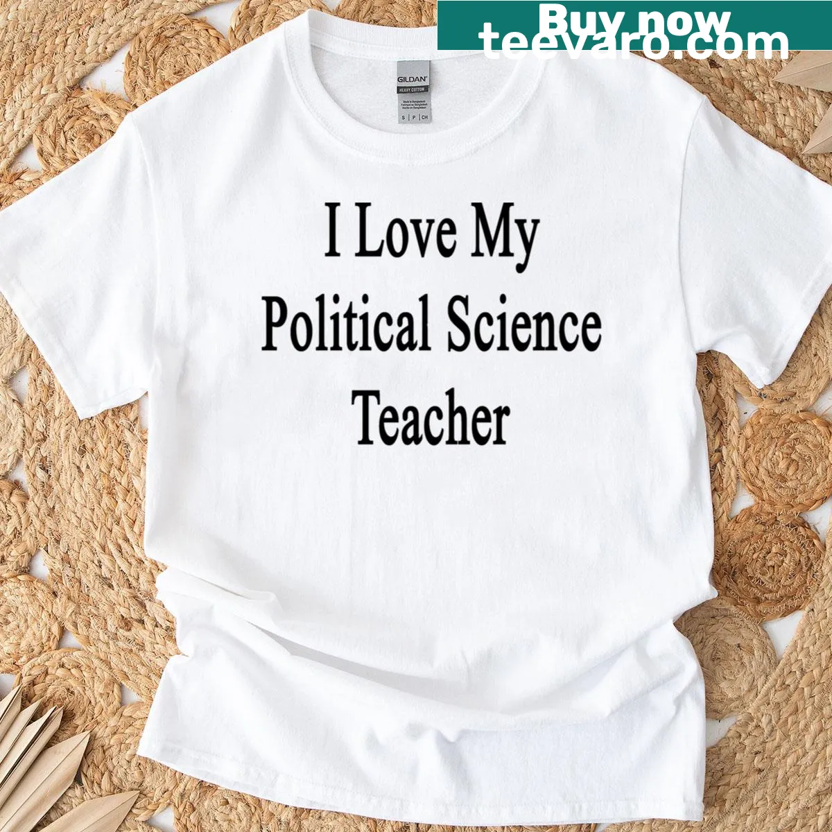 T-shirt expressing appreciation for a Political Science teacher — on a men's t-shirt