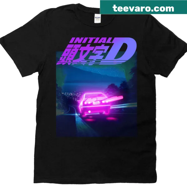 T-shirt featuring the neon light design of the AE86 from Initial D