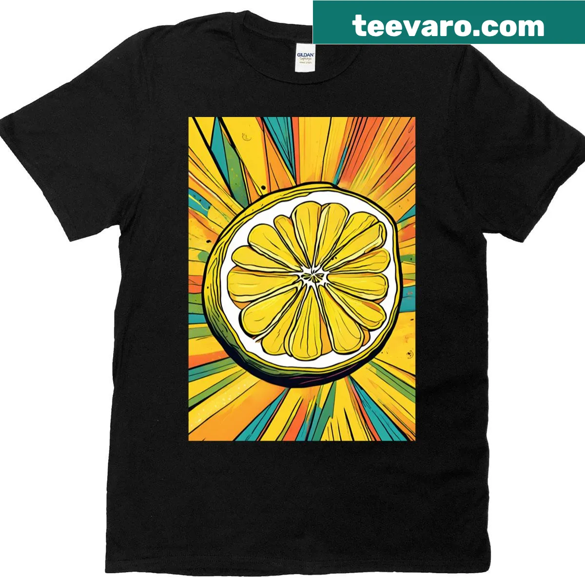 Abstract lemon graphic T-shirt with playful citrus design — on a men's t-shirt