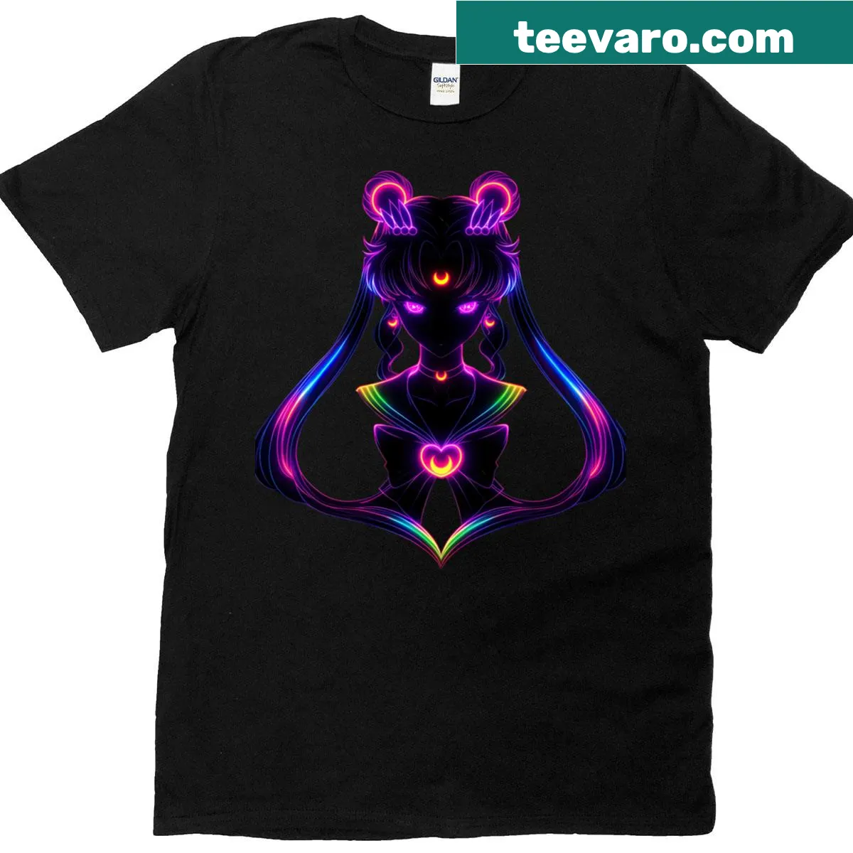 Whimsical neon princess illustration on a T-shirt — on a men's t-shirt