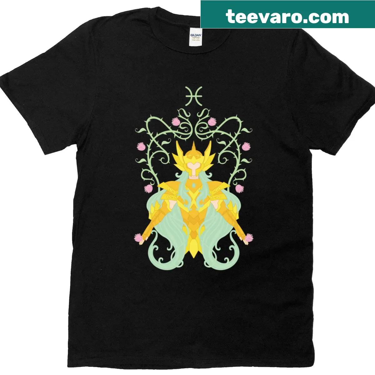 Enchanting Pisces Aphrodite T-shirt featuring zodiac illustration — on a men's t-shirt