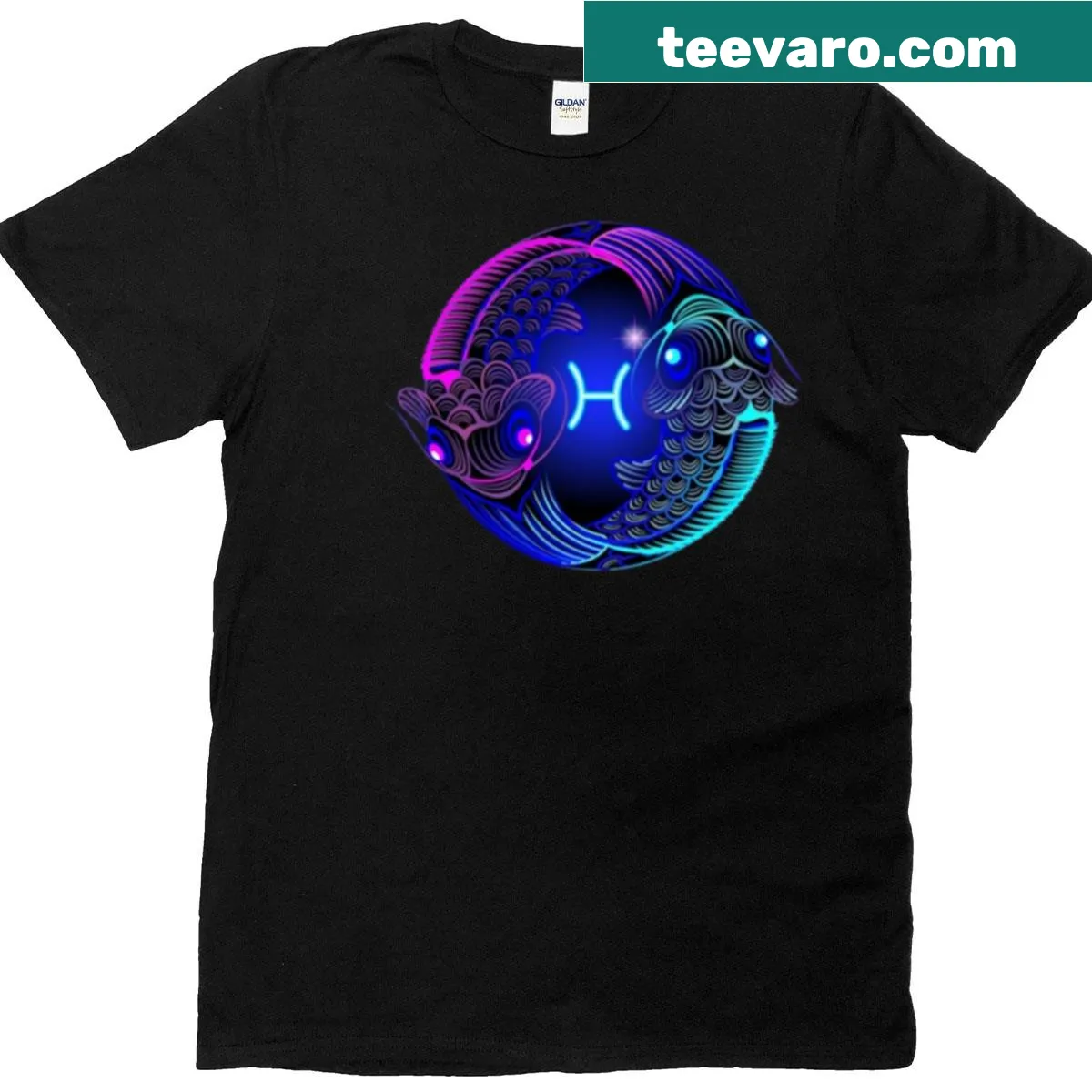Charming Pisces T-shirt with zodiac symbol design — on a men's t-shirt