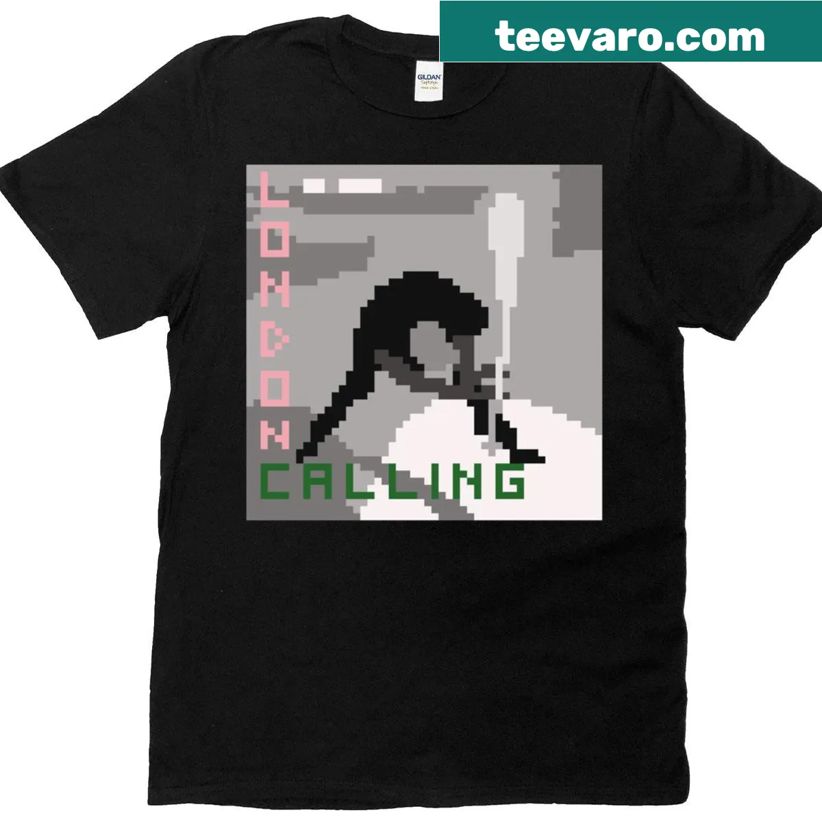 Playful Pixel Punk T-shirt featuring pixelated cartoon character — on a men's t-shirt