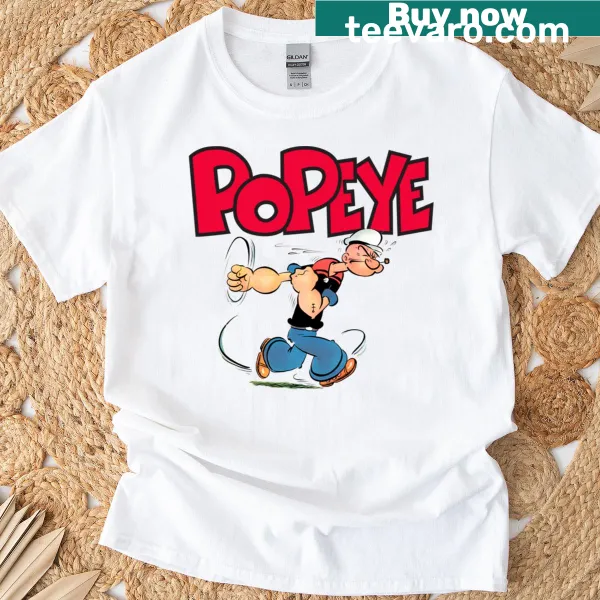 T-shirt featuring cartoon graphic of Popeye the sailor