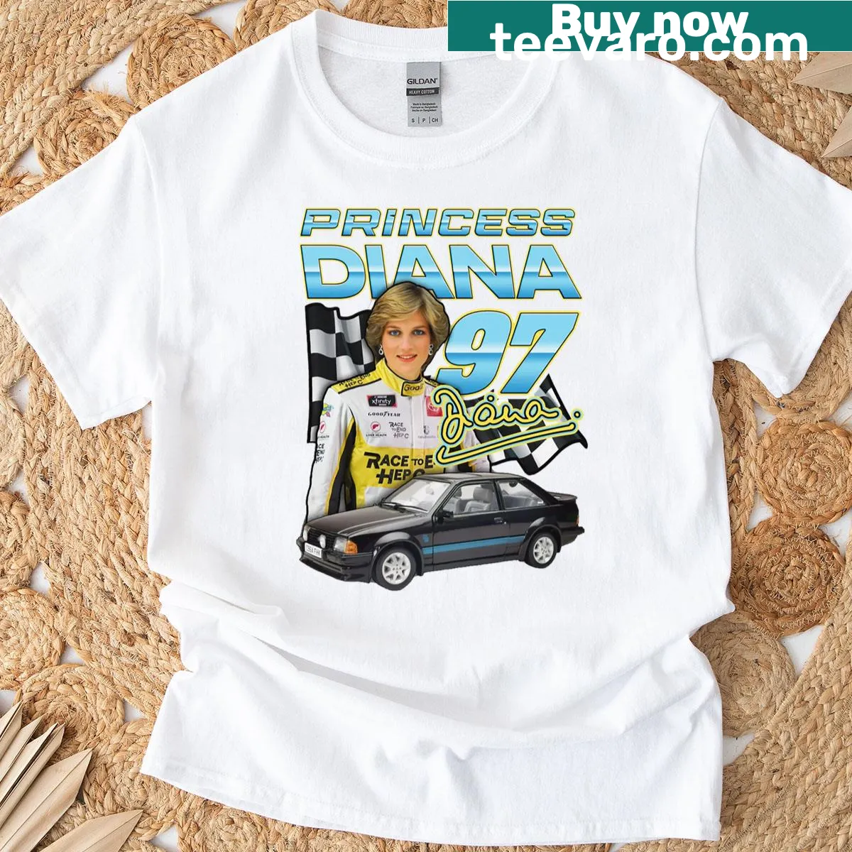 T-shirt featuring an illustration paying tribute to Princess Diana — on a men's t-shirt