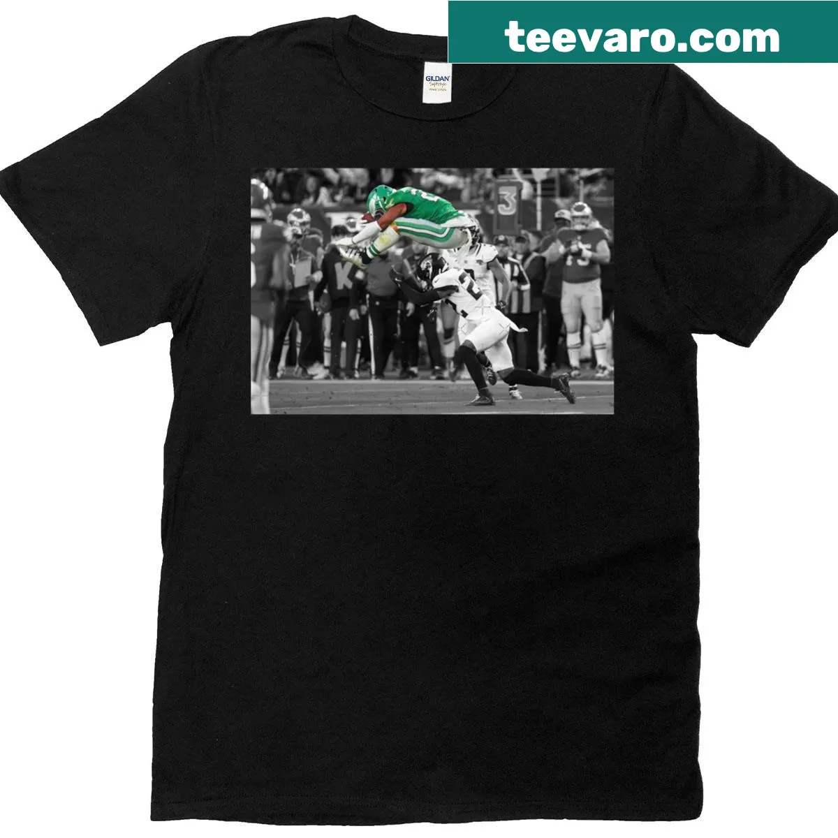 Football t-shirt featuring Saquon Barkley's name in bold typography — on a men's t-shirt