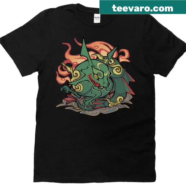 Illustrated T-shirt featuring a majestic sky dragon