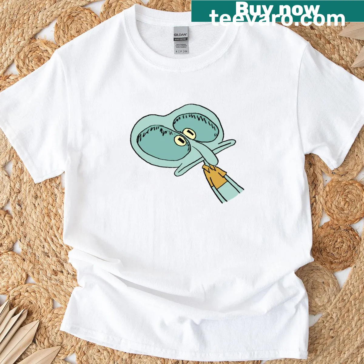 Humorous cartoon T-shirt featuring a quirky character — on a men's t-shirt