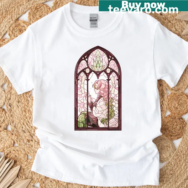T-shirt featuring a stained glass design with love elements