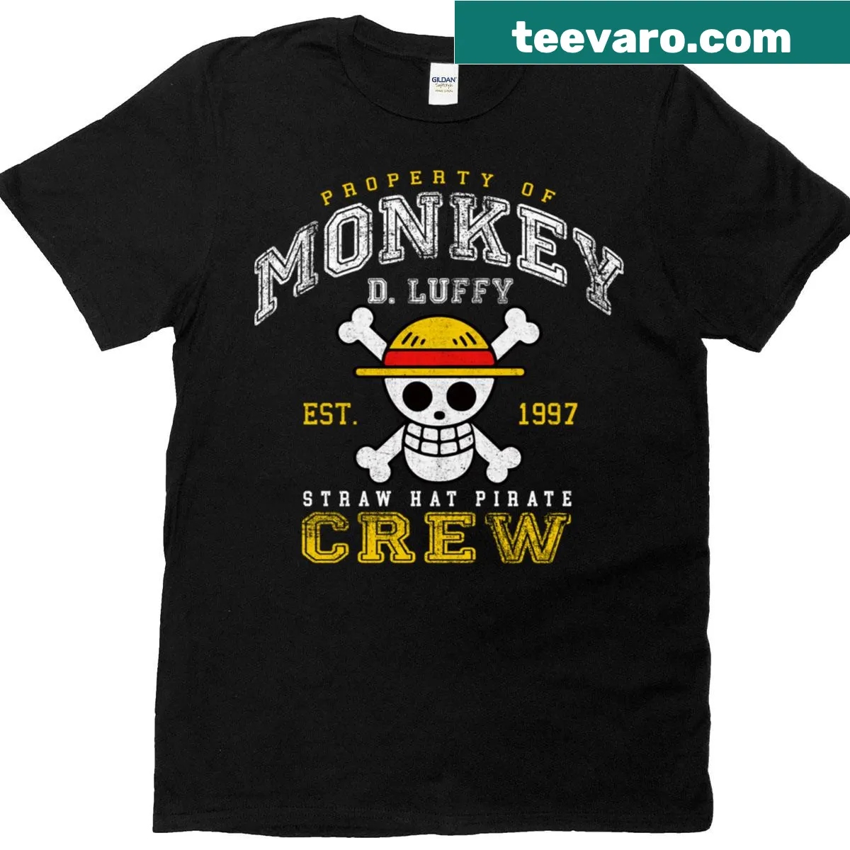 Whimsical Straw Hat Pirates graphic T-shirt for fans — on a men's t-shirt