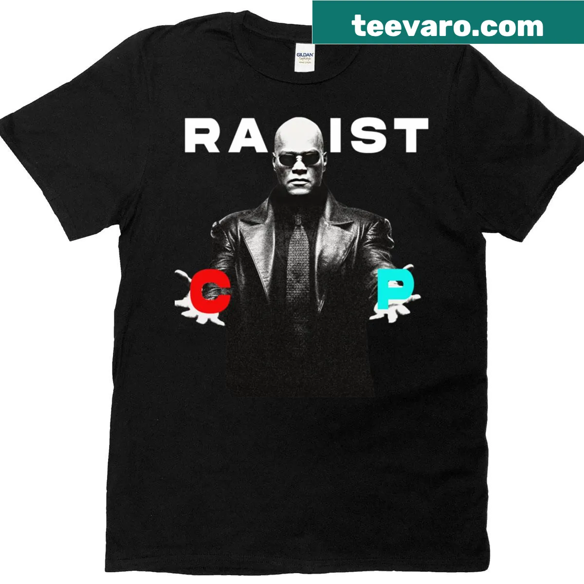 Minimalist design featuring red or blue pill graphic on a T-shirt — on a men's t-shirt