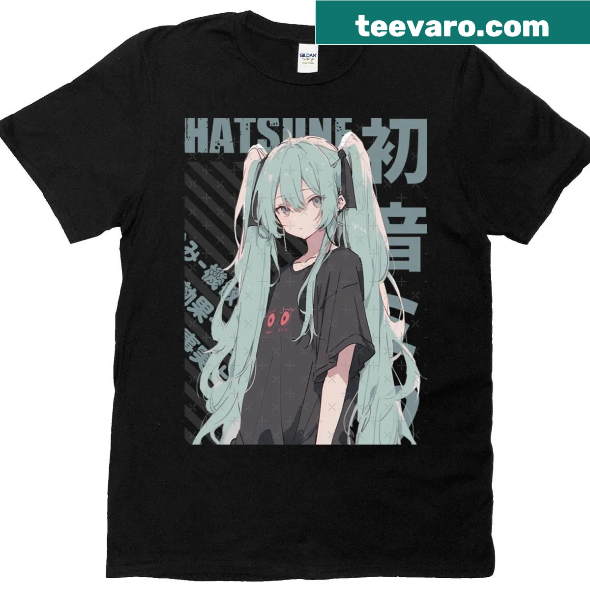 Hatsune Miku T-shirt featuring a graphic celebrating her charm. — on a men's t-shirt