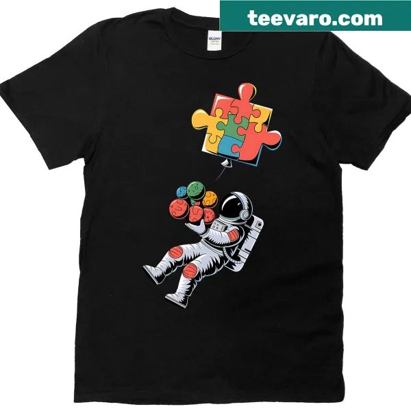 Illustrated astronaut with a balloon symbolizing autism awareness