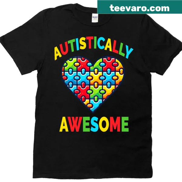 Heart graphic t-shirt supporting autism awareness and acceptance