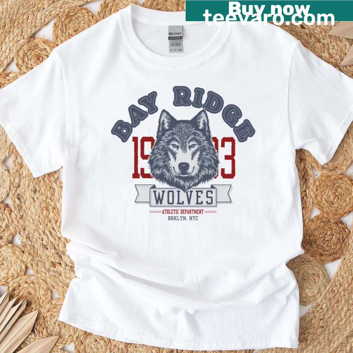 Team emblem on Bay Ridge Wolves t-shirt — on a men's t-shirt