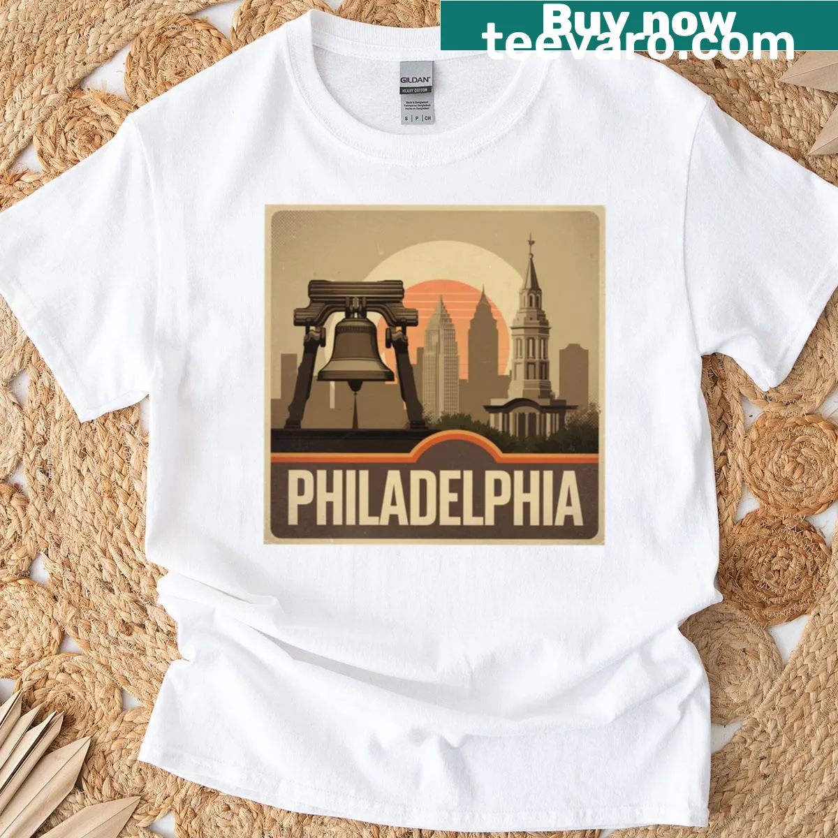 Philadelphia-themed t-shirt celebrating history — on a men's t-shirt