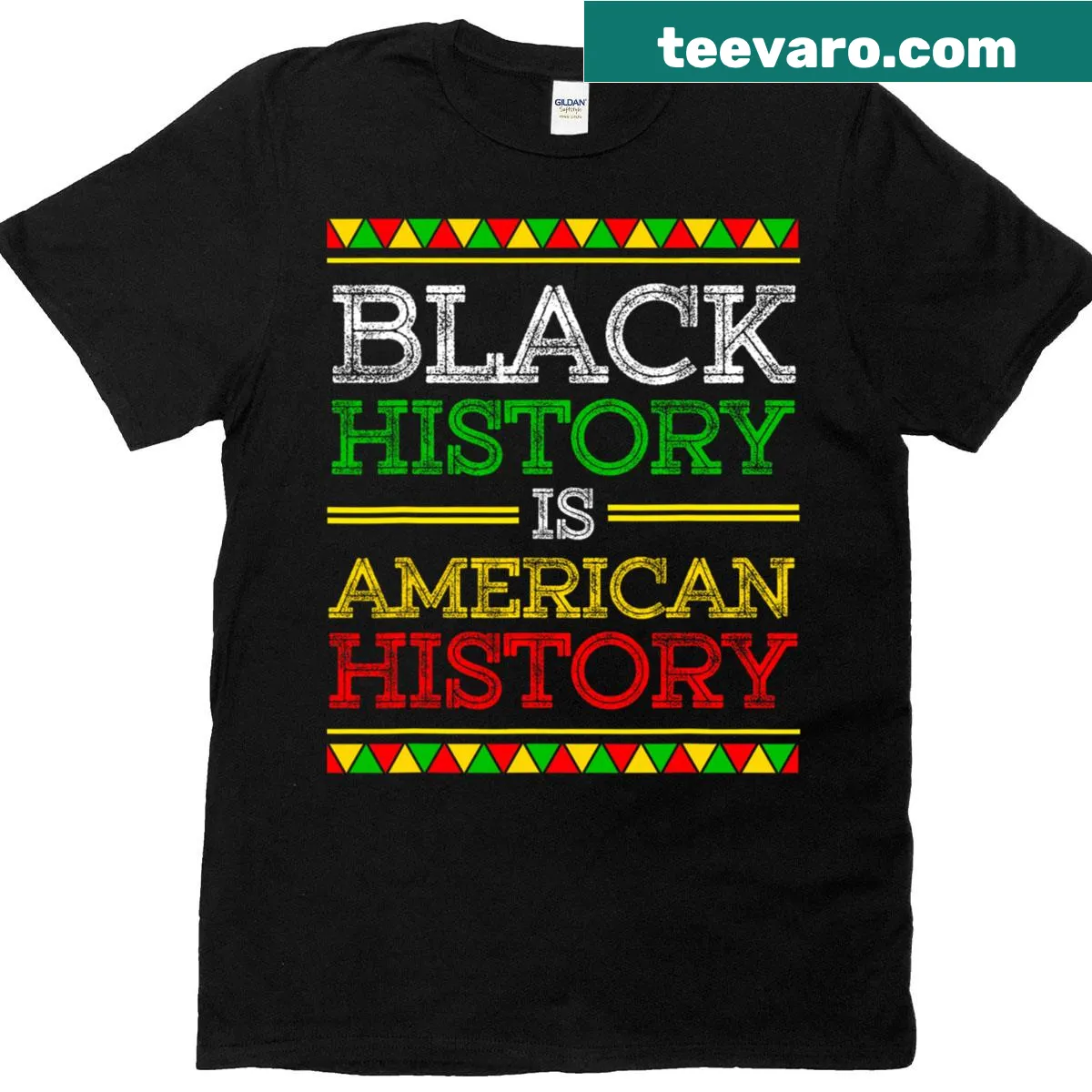 T-shirt stating 'Black History Is American History' — on a men's t-shirt