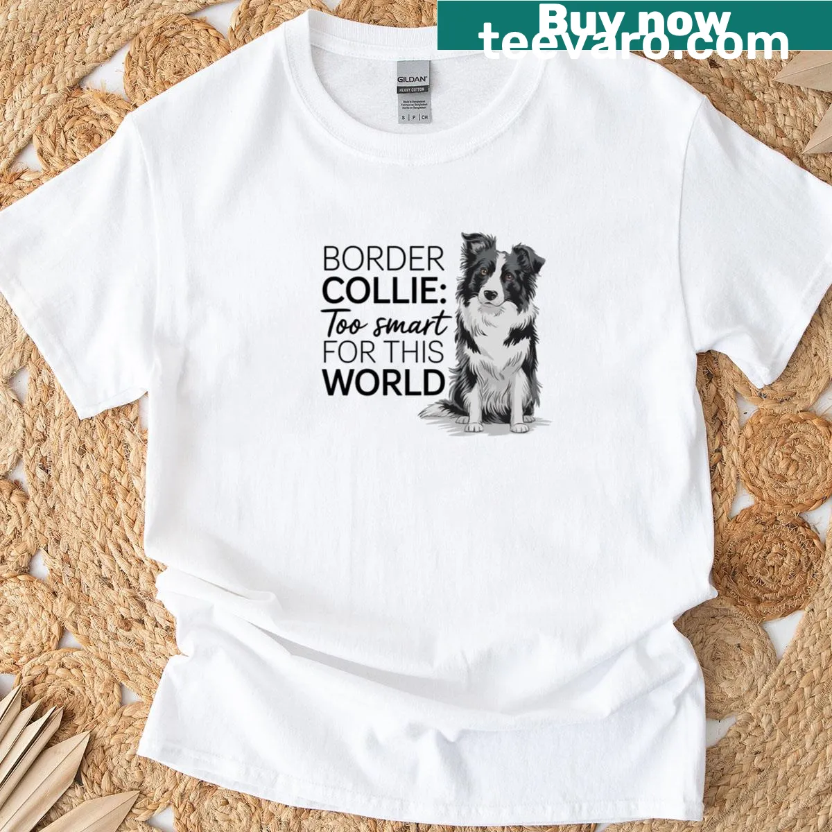 Border Collie T-shirt featuring dog intelligence theme — on a men's t-shirt