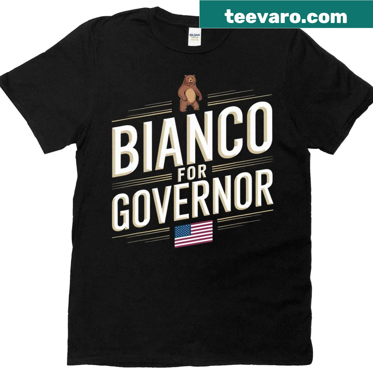 Bold text 'Chad Bianco For California Governor' on T-shirt — on a men's t-shirt