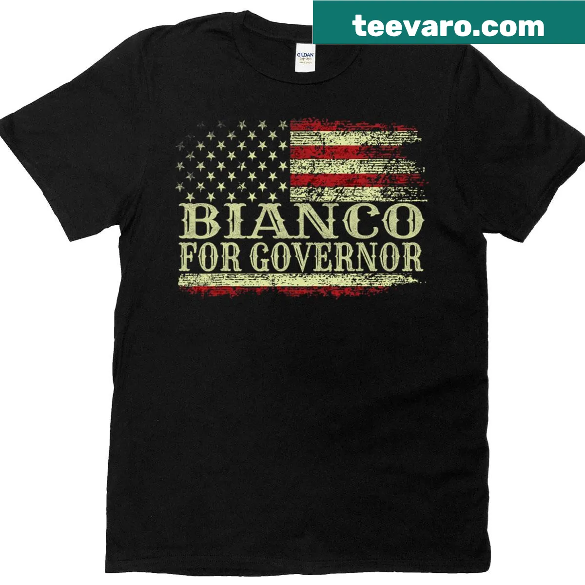 T-shirt featuring 'Chad Bianco For Governor' text — on a men's t-shirt