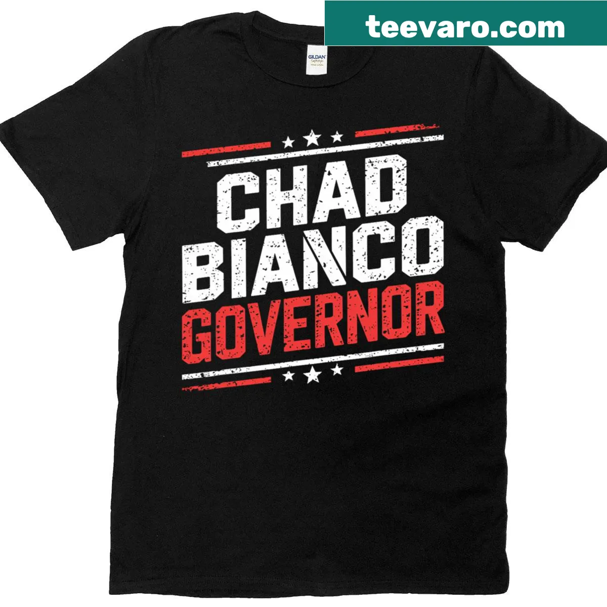 Campaign T-shirt with 'Chad Bianco For Governor Of California' text — on a men's t-shirt