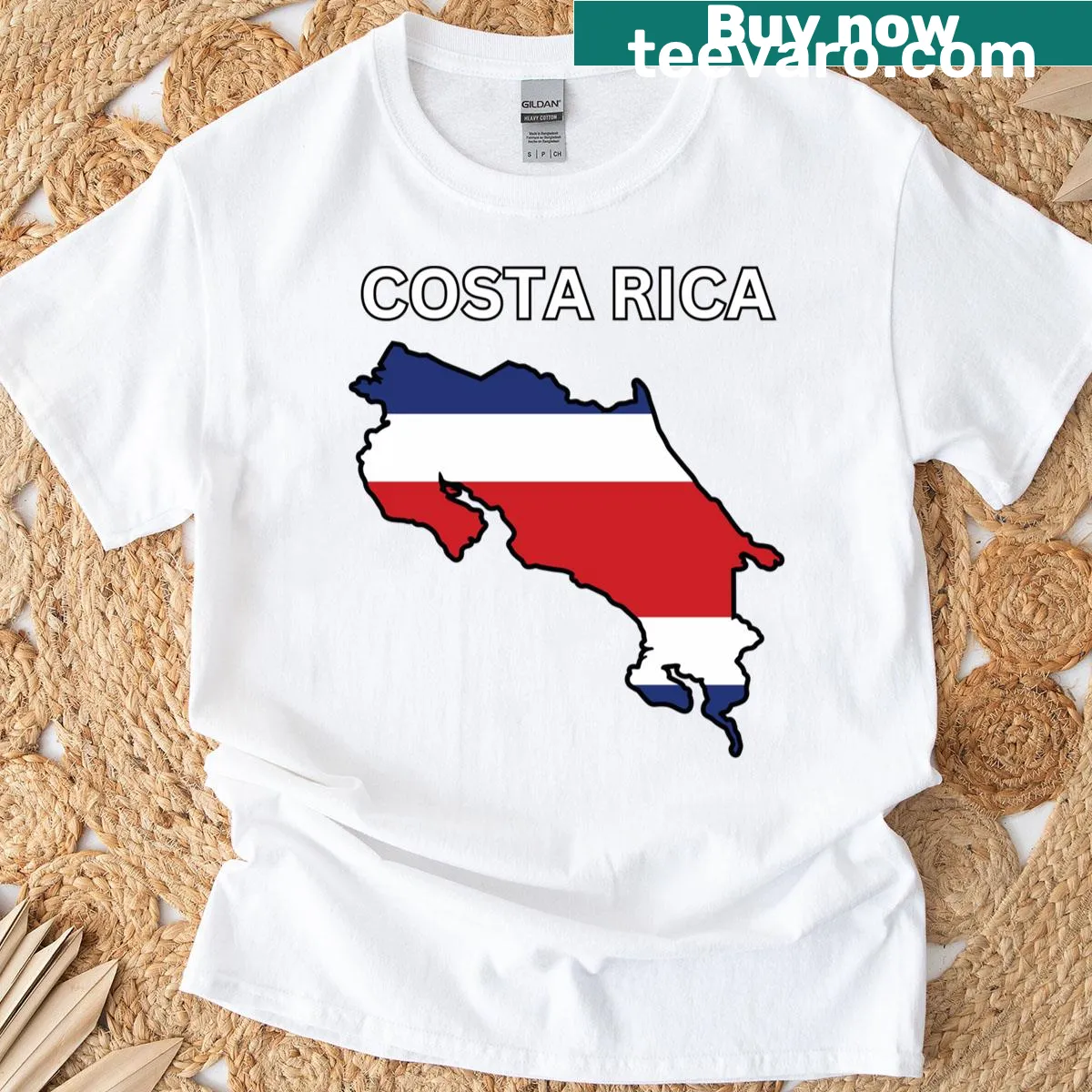 T-shirt featuring a Costa Rica flag map design — on a men's t-shirt