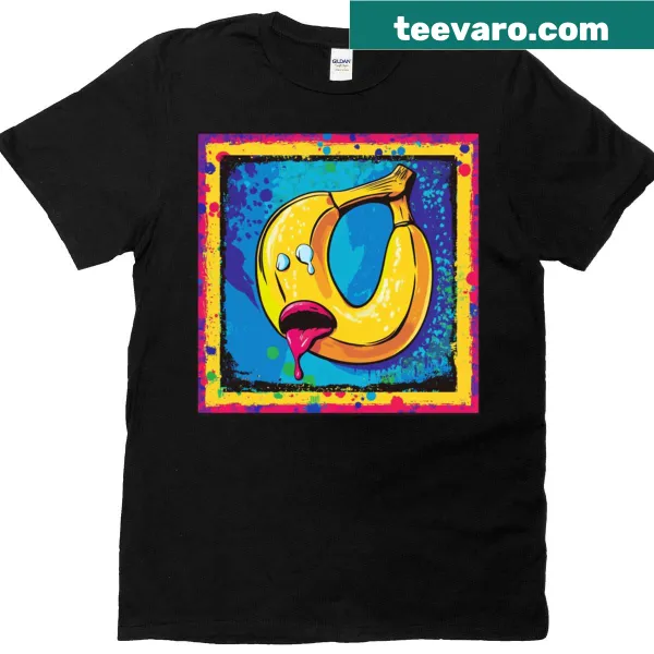 Playful cartoon of a crying banana on a T-shirt
